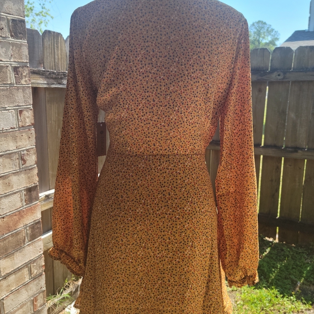 Mustard Ruffle Wrap Dress - Picture 7 of 8